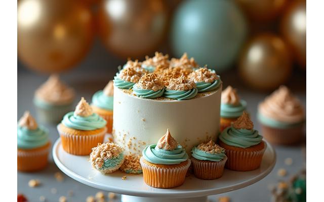 Melbourne birthday catering with a delicious cake and joyful decorations.